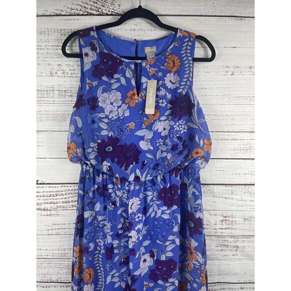 Chicos Maxi Dress Women's 4 Floral Sleeveless Ruffle Hem Lightweight NWT Summer - Picture 3 of 10